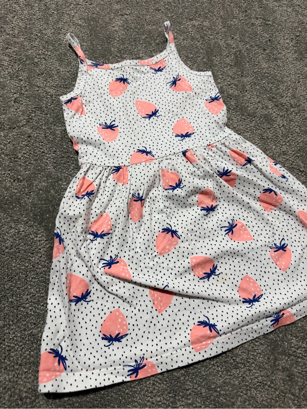 Carter’s 4T strawberry polkadot dress sleeveless white great condition and feel